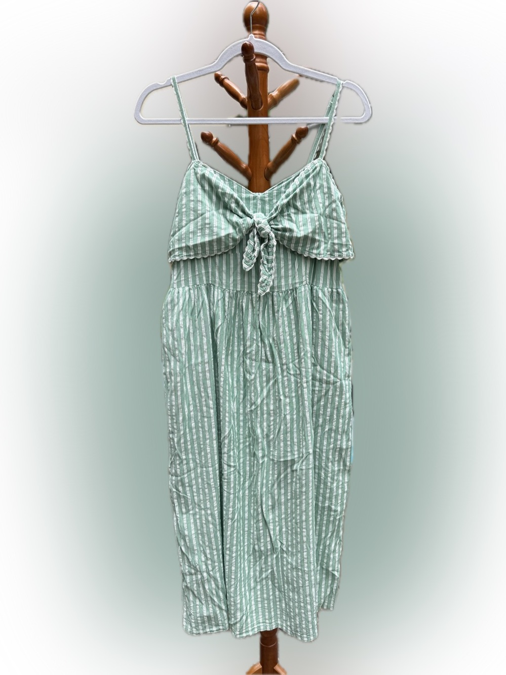 Old Navy Mint Green Striped Tie-Front Sundress